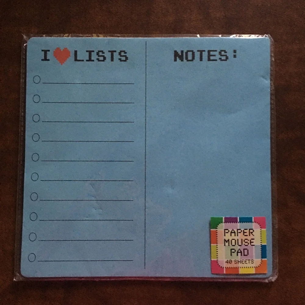 I love lists paper mouse pad